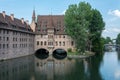 The `Heilig Geist Spital` in the middle of the old town of Nuremberg, Germany Royalty Free Stock Photo