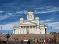 The famous Helsinki Cathedral with green domes