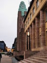 Famous Helsinki railway station with a clock tower in Finland