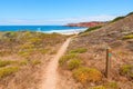 Famous hiking coast path along Rota Vicentina, Algarve landscape Portugal, near Amado Beach Royalty Free Stock Photo