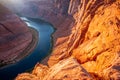 Famous hiking place. Horseshoe Bend, Page, Arizona. Horse Shoe Bend on Colorado River, Grand Canyon. Royalty Free Stock Photo