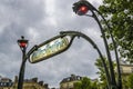 Famous historic Art Nouveau entrance sign for the Metropolitain