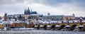 Famous historic Charles bridge in winter, Old Town bridge tower, Prague, Czech republic. Prague castle and Charles bridge, Prague Royalty Free Stock Photo