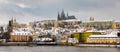 Famous historic Charles bridge in winter, Old Town bridge tower, Prague, Czech republic. Prague castle and Charles bridge, Prague Royalty Free Stock Photo