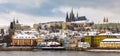 Famous historic Charles bridge in winter, Old Town bridge tower, Prague, Czech republic. Prague castle and Charles bridge, Prague Royalty Free Stock Photo