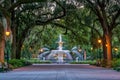 Famous historic Forsyth Fountain in Savannah, Georgia Royalty Free Stock Photo