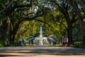 Famous historic Forsyth Fountain in Savannah, Georgia Royalty Free Stock Photo