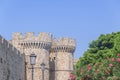 Famous historic medieval fortress door in Greek Rhodes old town Royalty Free Stock Photo