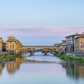 Historic Ponte Veccio in Florence at river Arno Royalty Free Stock Photo