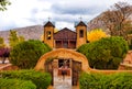 Famous historic Sanctuary of Chimayo with a garden in New Mexico, US Royalty Free Stock Photo