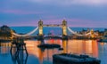 The famous historical bridge over the River Thames at night in London Royalty Free Stock Photo