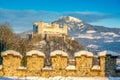 Famous Hohensalzburg Fortress at sunset in winter, Salzburg, Austria Royalty Free Stock Photo