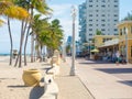 The famous Hollywood Beach boardwalk in Florida Royalty Free Stock Photo