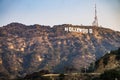 Famous hollywood sign on a hill in a distance