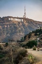Famous hollywood sign on a hill in a distance Royalty Free Stock Photo