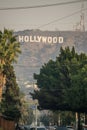 Famous hollywood sign on a hill in a distance Royalty Free Stock Photo