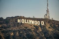 Famous hollywood sign on a hill in a distance Royalty Free Stock Photo