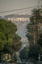 Famous hollywood sign on a hill in a distance Royalty Free Stock Photo