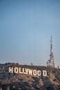 Famous hollywood sign on a hill in a distance Royalty Free Stock Photo