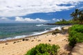 Famous Hookipa beach, popular surfing spot filled with a white sand beach, picnic areas and pavilions. Maui, Hawaii