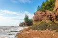 Famous Hopewell Rocks flowerpot formations at low tide