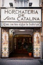 Famous Horchata cafe in Valencia with fresco tiles decoration facade