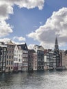 Famous houses at The Damrak, Amsterdam, Netherlands Royalty Free Stock Photo