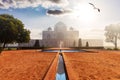 Famous Humayun`s Tomb in the clouds and sunrays, New Dehli, India Royalty Free Stock Photo