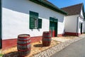 Famous hungarian gastro village Palkonya in Hungary street view with summer flowers