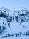 The famous ice climbing arena of Sertig Valley in the Swiss Alps