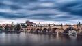 Famous iconic image of Charles bridge, Prague, Czech Republic. C