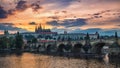 Famous iconic image of Charles bridge, Prague, Czech Republic. C Royalty Free Stock Photo