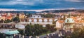 Famous iconic image of Charles bridge, Prague, Czech Republic. Concept of world travel, sightseeing and tourism Royalty Free Stock Photo