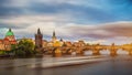 Famous iconic image of Charles bridge, Prague, Czech Republic. Concept of world travel, sightseeing and tourism Royalty Free Stock Photo