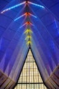 Famous illuminated Air Force Academy Cadet Chapel in the United States