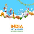 Famous Indian monument and Landmark for Happy Independence Day of India