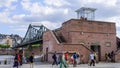 Famous Iron Bridge for pedestrians called Eiserner Steg in the city of Frankfurt - FRANKFURT, GERMANY - JULY 12, 2022 Royalty Free Stock Photo