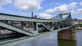 Famous Iron Bridge for pedestrians called Eiserner Steg in the city of Frankfurt - FRANKFURT, GERMANY - JULY 12, 2022 Royalty Free Stock Photo