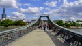 Famous Iron Bridge for pedestrians called Eiserner Steg in the city of Frankfurt - FRANKFURT, GERMANY - JULY 12, 2022 Royalty Free Stock Photo