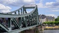 Famous Iron Bridge for pedestrians called Eiserner Steg in the city of Frankfurt - FRANKFURT, GERMANY - JULY 12, 2022 Royalty Free Stock Photo