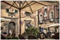 Famous italian composer Giacomo Puccini monument and cafe on Cittadella Square in Lucca, Tuscany, Italy