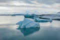 Famous JÃ¶kulsÃ¡rlÃ³n Glacier Lagoon in Iceland with several huge ice floes floating on the water Royalty Free Stock Photo