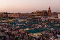 The famous Jamaa el Fna square in Marrakech, Morocco. Jemaa el-Fnaa, Djema el-Fna or Djemaa el-Fnaa is a famous square and market