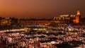 The famous Jamaa el Fna square in Marrakech, Morocco. Jemaa el-Fnaa, Djema el-Fna or Djemaa el-Fnaa is a famous square and market Royalty Free Stock Photo