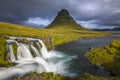 Famous Kirkjufell mount and waterfall