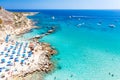 Famous Konnos Bay beach near Protaras, Ayia Napa. Famagusta District, Cyprus Royalty Free Stock Photo