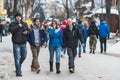 Famous Krupowki street in Zakopane at winter time