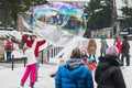 Famous Krupowki street in Zakopane at winter time