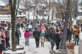 Famous Krupowki street in Zakopane at winter time