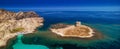 Famous La Pelosa beach with Torre della Pelosa on Sardinia island, Italy Royalty Free Stock Photo
